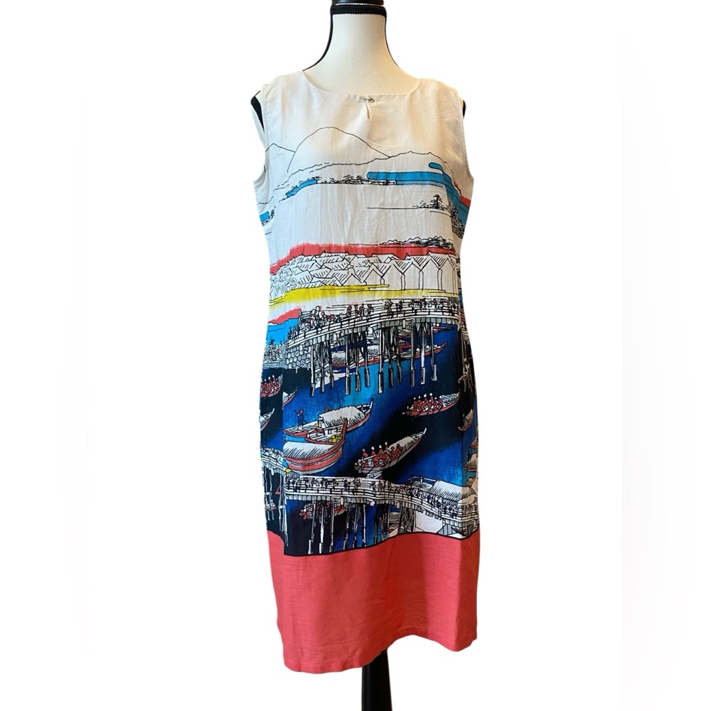 Cotton linen blend sleeveless A-line dress EUC Size M